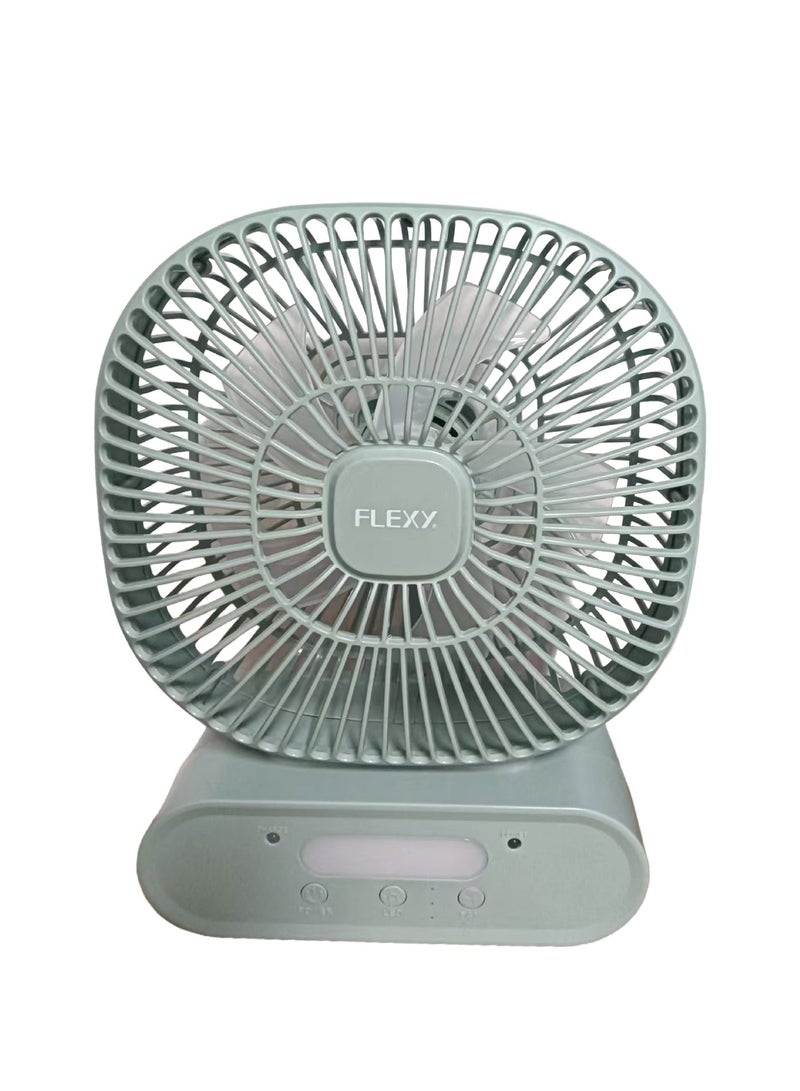 فليكسي مروحة FRF8010M AC/DC قابلة لإعادة الشحن مقاس 10 بوصات مع 12 مصباح LED و3 سرعات وشحن من النوع C وعمر بطارية طويل وحماية من الشحن الزائد. - Image 1