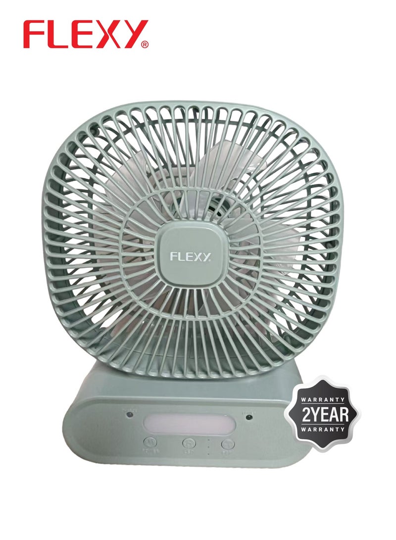 فليكسي مروحة FRF8010M AC/DC قابلة لإعادة الشحن مقاس 10 بوصات مع 12 مصباح LED و3 سرعات وشحن من النوع C وعمر بطارية طويل وحماية من الشحن الزائد. - Image 2