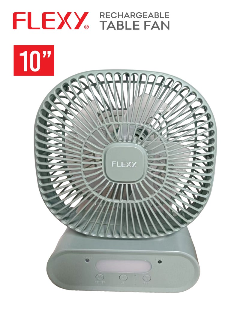 فليكسي مروحة FRF8010M AC/DC قابلة لإعادة الشحن مقاس 10 بوصات مع 12 مصباح LED و3 سرعات وشحن من النوع C وعمر بطارية طويل وحماية من الشحن الزائد. - Image 4