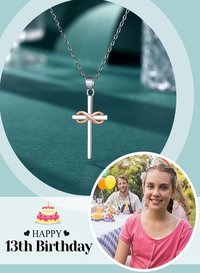 UPROMI Happy 10th/11th/12th/13th/14th/15th/16th/17th/18th/21st Birthday Gifts for Girls Her, Cross Necklace Birthday Gift Ideas, Stainless Steel, No Gemstone - Image 2