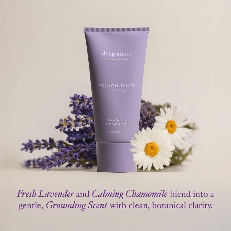 Deep Steep Body Butter, 6 oz â€“ Rich Moisturizer with Ceramides, Coconut Oil, Argan Oil & Aloe Vera â€“ Vegan, Clean Beauty, Smooth & Hydrated Skin (6 Ounces, Lavender Chamomile) - Image 4