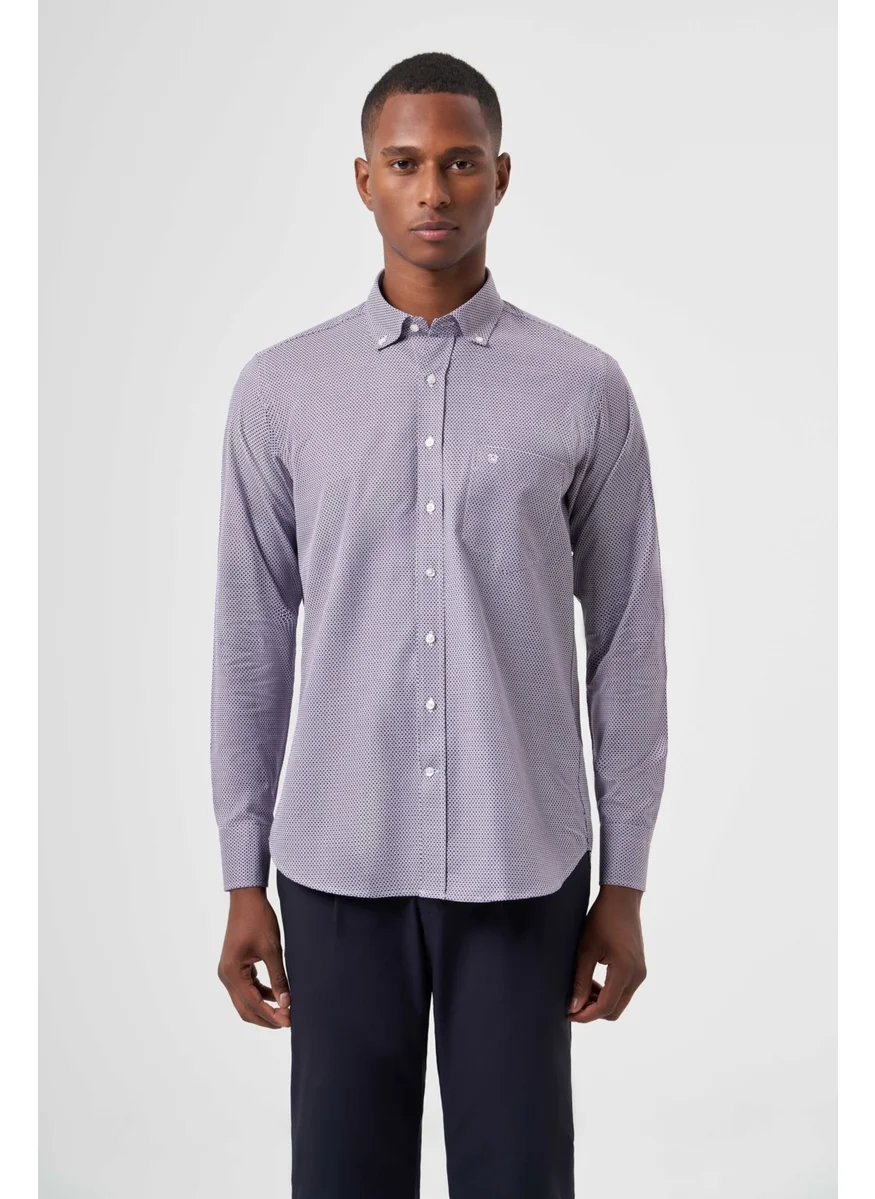 Bisse Men's Regular Fit Patterned Sports Shirt LILA GM23K232040_D44