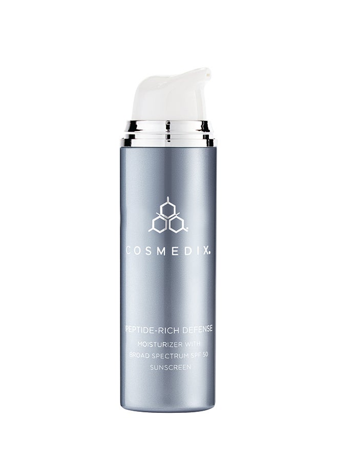 CosMedix Peptide Rich Defense Daily Moisturiser Broad Spectrum SPF 50 Sunscreen | Anti-Ageing UV Protection | For All Skin Types 50ml - Image 2