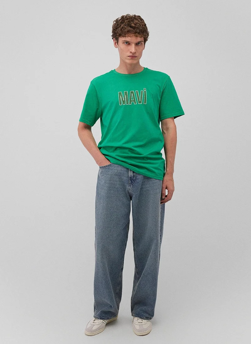 مافي Mavi Logo Printed Green T-Shirt