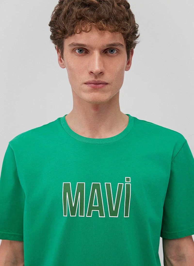 مافي Mavi Logo Printed Green T-Shirt