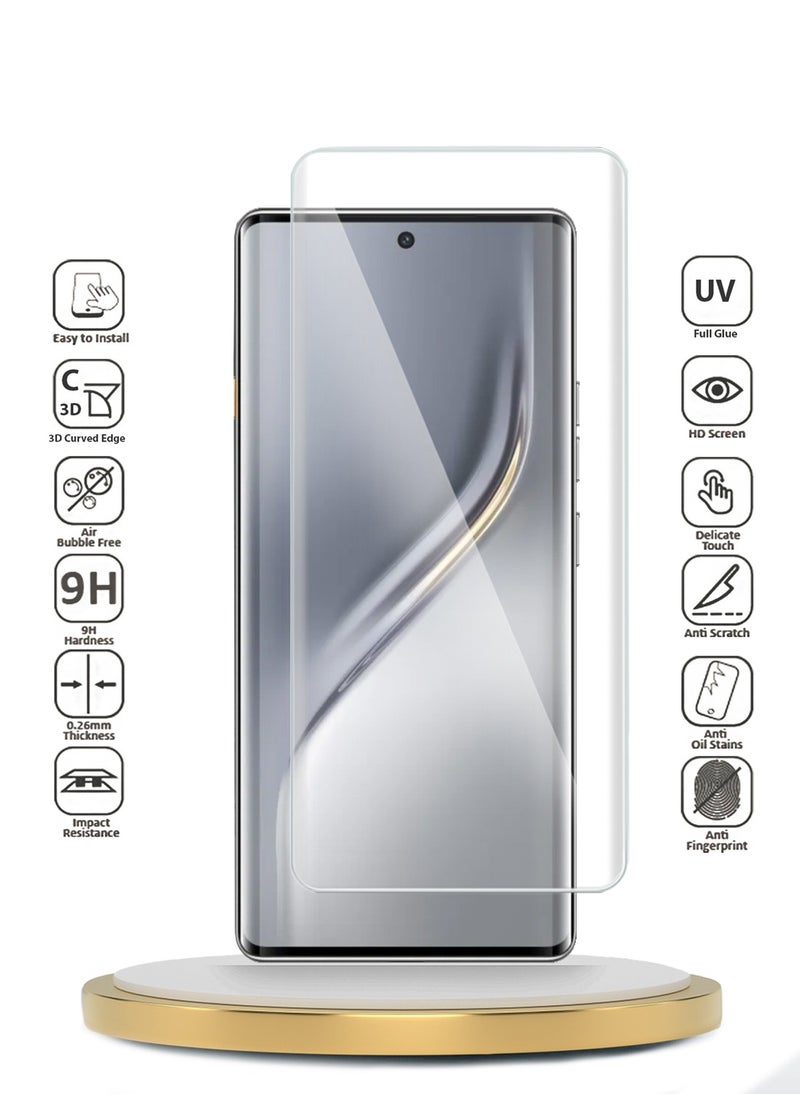 Wtech Tecno Camon 40 Pro 5G 2025 Premium Curved Edges UV Full Glue Full Cover Tempered Glass Screen Protector (MSGUCN) - Clear  - Image 2
