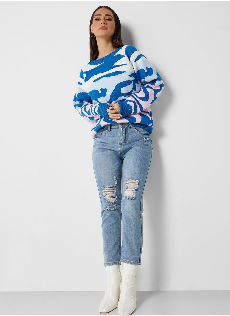 Ginger - Abstract Print Sweater - Image 1