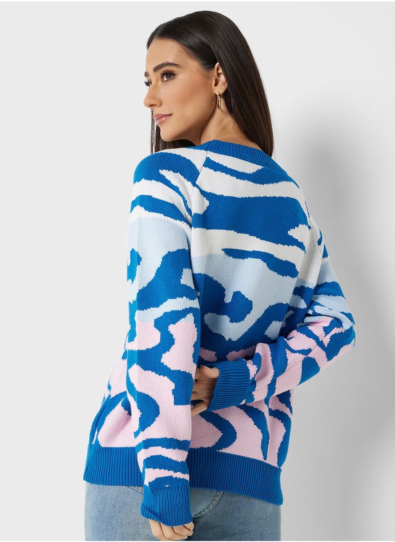 Ginger - Abstract Print Sweater - Image 1