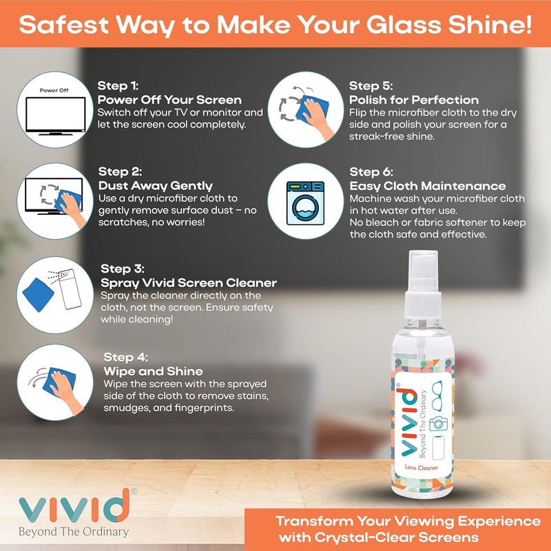 Vivid Spectacle Glasses Cleaning Spray Solution – 100ml | Perfect Specs Cleaner for Eyeglasses, Sunglasses, Camera Lenses & Binoculars - Image 5