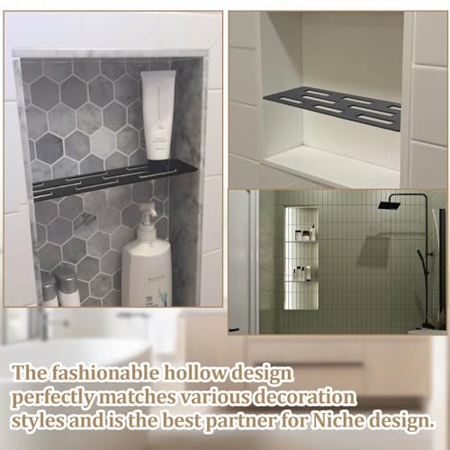Hezaosth Rectangular Shelf for 12 Inch Tile Prefabricated Niches, Shower Niche Shelf with Powder Coated 316 Stainless Steel Finish, Fits 1/8 inch Grout Lines Shower Niche Insert - Image 5