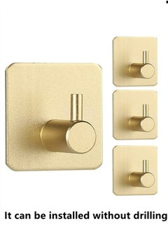 Kutis 8 Pieces Aluminum Alloy Bathroom Heavy Duty Wall Hooks Towel Hook Golden 4.5x4.5 cm  - Image 2