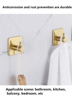 Kutis 8 Pieces Aluminum Alloy Bathroom Heavy Duty Wall Hooks Towel Hook Golden 4.5x4.5 cm  - Image 4