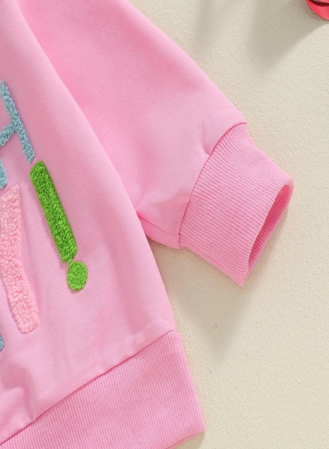 SAYOO Toddler Baby Girls Birthday Outfits Birthday Girl Embroidery Letter Sweatshirt Tops+Rainbow Tutu Skirt Fall Clothes (Rose Pink, 2-3T) - Image 5