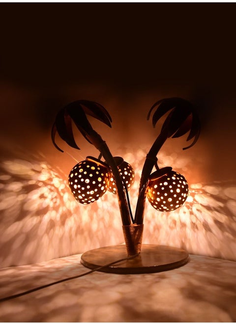 Table Lamp 2 plus 1 Balls Tree Design Coconut Shell