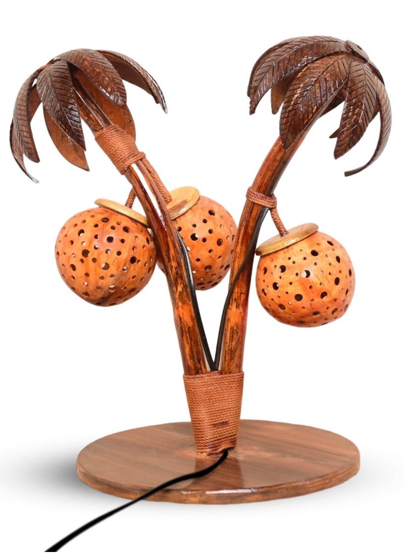 N & H Table Lamp 2 plus 1 Balls Tree Design Coconut Shell  - Image 4