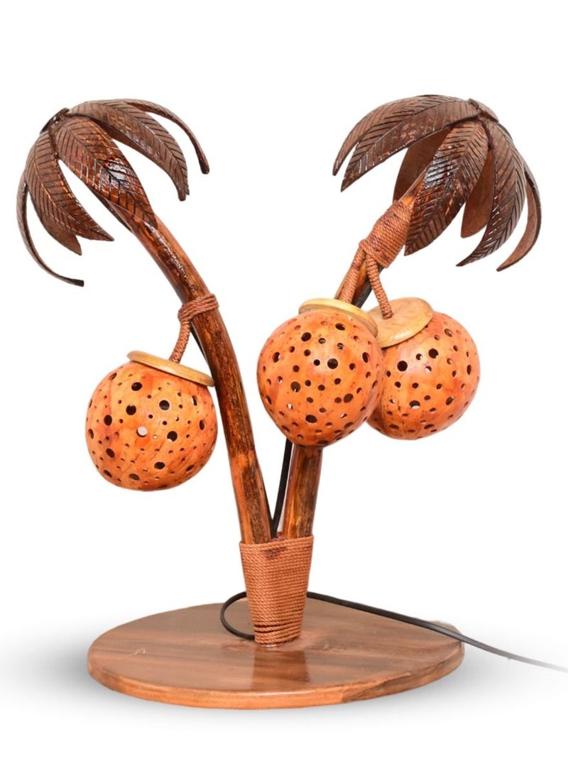 N & H Table Lamp 2 plus 1 Balls Tree Design Coconut Shell  - Image 5