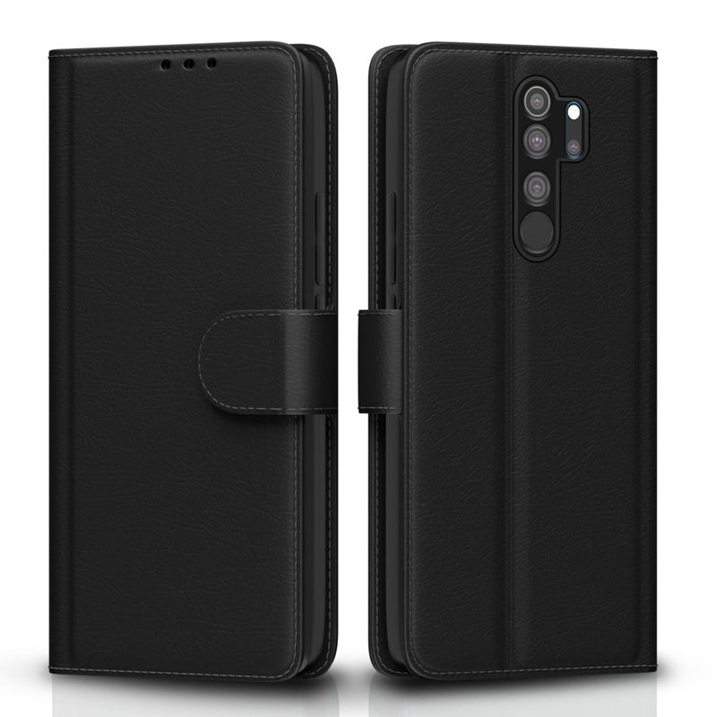 Pikkme Redmi Note 8 Pro Flip Cover Case | Leather Finish | Wallet Stand | Shock Proof | 360 Degree Complete Protection Flip Cover for Xiaomi Redmi Note 8 Pro (Black) - Image 1