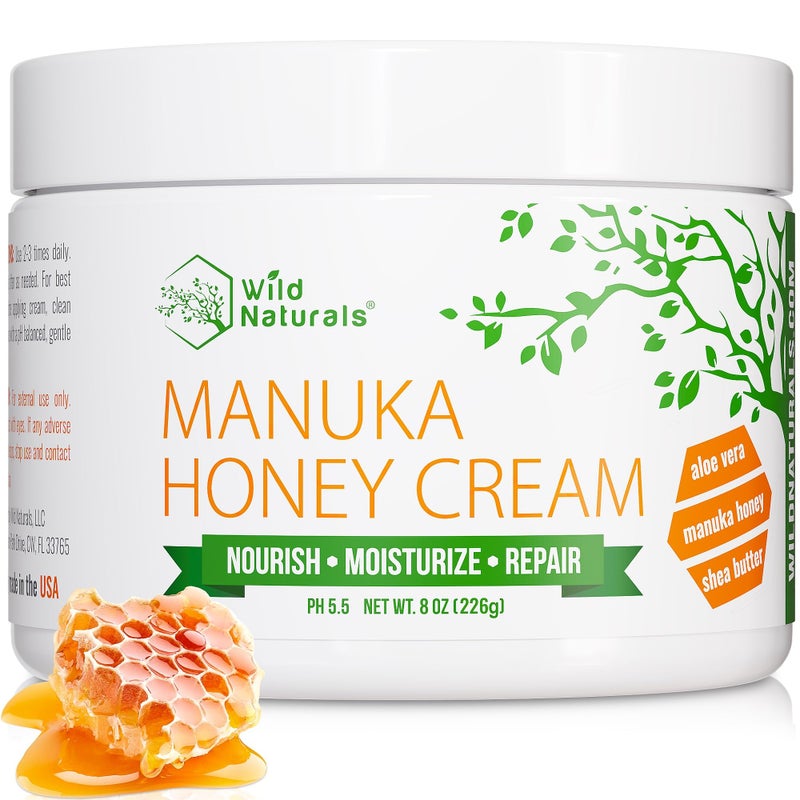 Wild Naturals Manuka Honey Moisturizer for Dry Sensitive Skin  Eczema Relief Face Cream  Soothing Cream for Redness  Irritation  Face Hand  Body Moisturizer for Women  Men