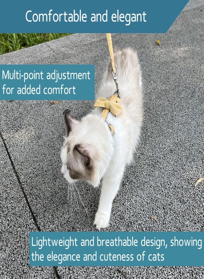 Ddzmz Cat Harness and Leash, Cat Leash and Harness Set Ddzmz Soft Mesh Breathable Adjustable Cat Vest Pets Harnesses for Walking Escape Proof Yellow Color M Size for Pet Cat Kitten Puppy Rabbit Ferret-1Pack - Image 3