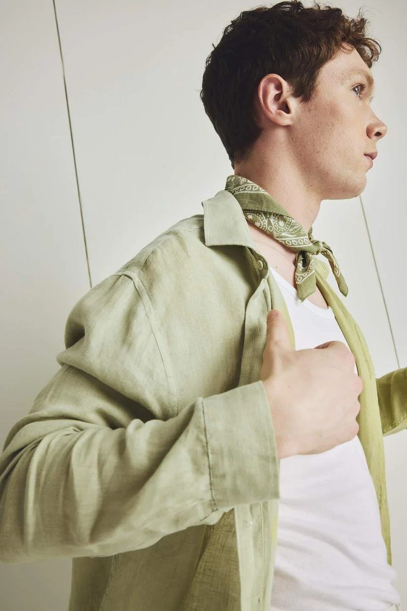 DeFacto 100% Linen Relax Fit Long Sleeve Shirt
