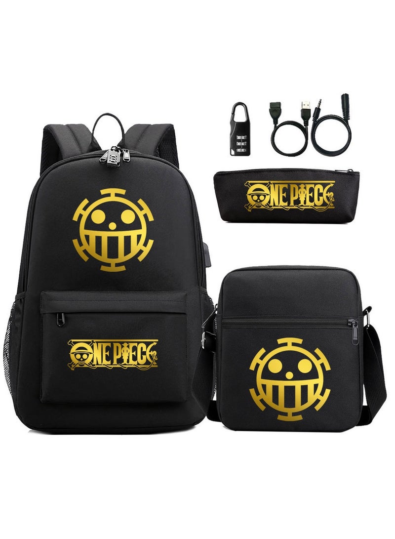 Cartoon printed youth three piece backpack set