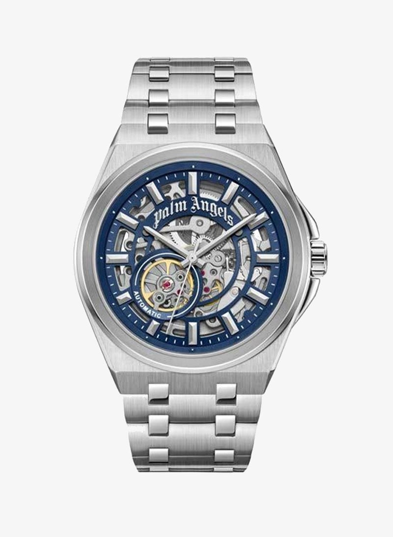 Palm Angels Altera Blue Dial Silver Stainless Steel Bracelet Analog Watch for Men, 43mm - Image 1
