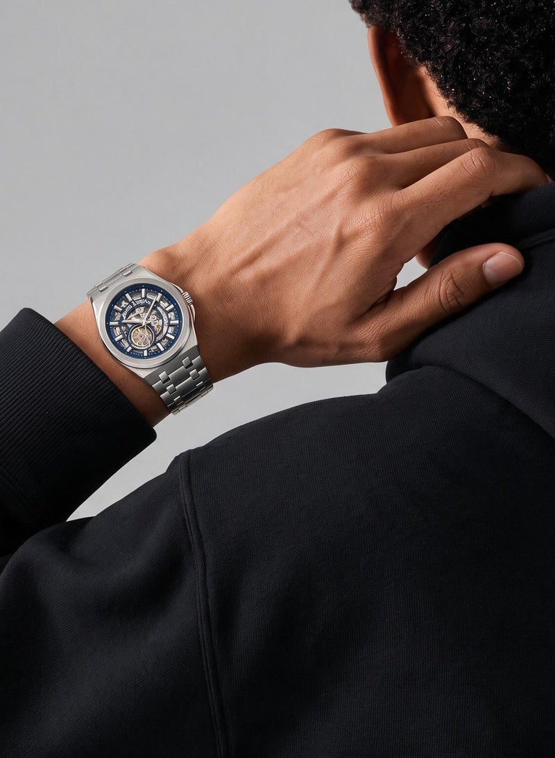 Palm Angels Altera Blue Dial Silver Stainless Steel Bracelet Analog Watch for Men, 43mm - Image 4