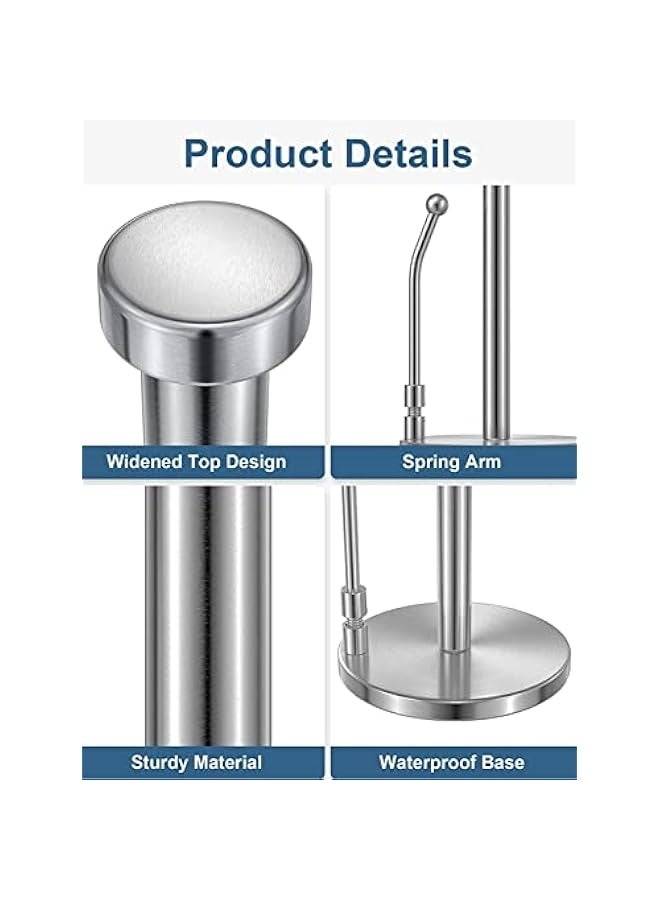 Kitchen Paper Towel Holder Countertop, Stainless Steel Standing Paper Towel Organizer Roll Dispenser for Kitchen Home Dining Table  - Image 4