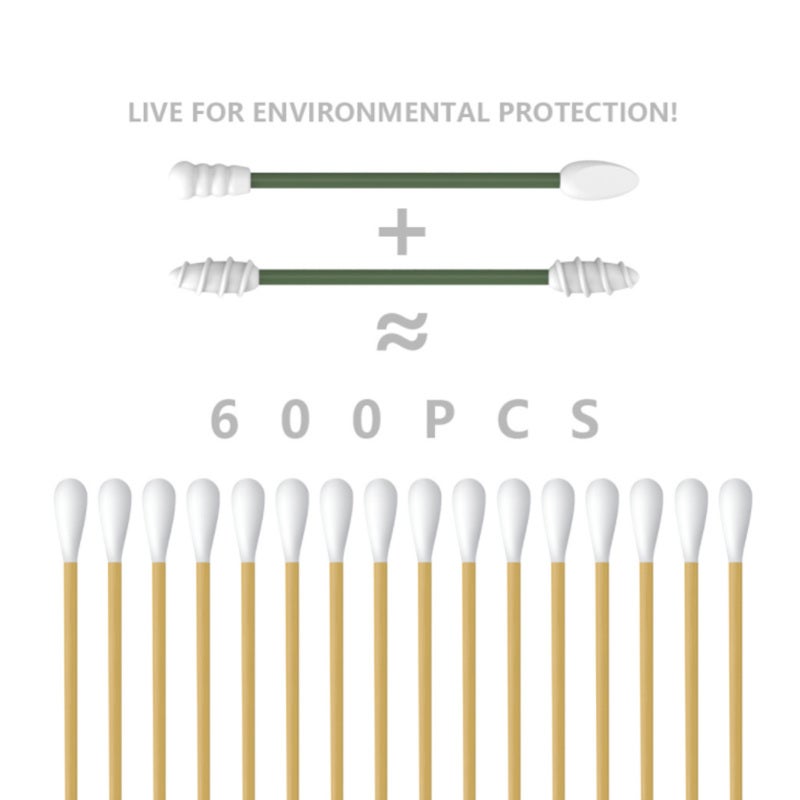 Reusable Silicone Cotton Swabs Green - Non-detachable Secure Material Soft Multi-purpose Swabs for Travel Home Ear Cleaning - Image 4