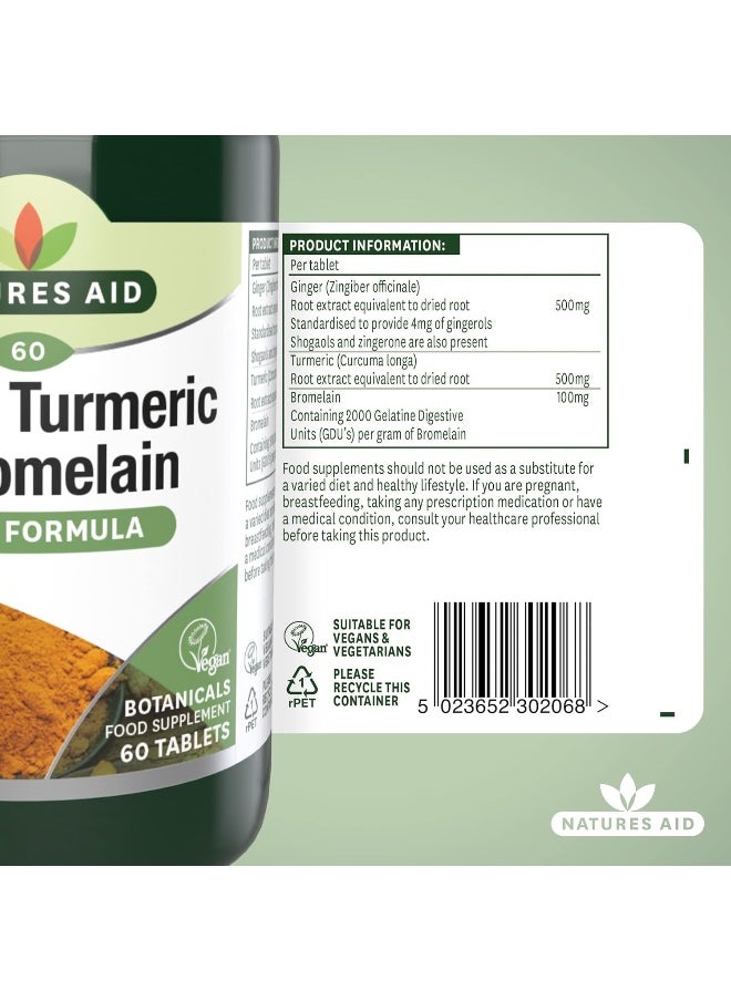 Natures Aid - Natures Aid Ginger, Turmeric And Bromelain | 3 In 1 Formula | With Natural Botanical Blend | 60 Tablets - Image 1