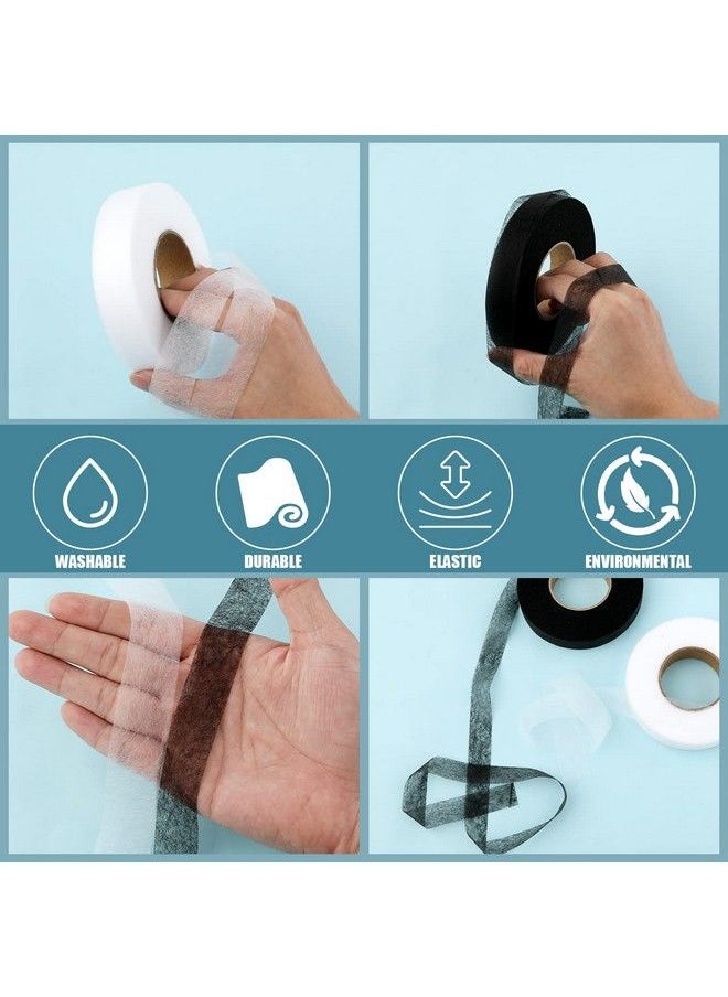KINBOM - 2 Rolls 140 Yards Iron On Hem Tape No Sew Hemming Tape For Pants Widened Ironon Fabric Fusing Tape For Hemming Broken Curtains Clothes Jeans Skirt（Black 2Cm/0.8Inch White 2.5Cm/1 Inch） - Image 1