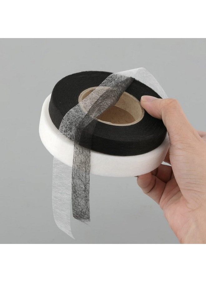 KINBOM - 2 Rolls 140 Yards Iron On Hem Tape No Sew Hemming Tape For Pants Widened Ironon Fabric Fusing Tape For Hemming Broken Curtains Clothes Jeans Skirt（Black 2Cm/0.8Inch White 2.5Cm/1 Inch） - Image 1