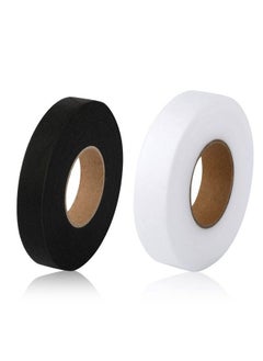 2 Rolls 140 Yards Iron On Hem Tape No Sew Hemming Tape For Pants Widened Ironon Fabric Fusing Tape For Hemming Broken Curtains Clothes Jeans Skirt（Black 2Cm/0.8Inch White 2.5Cm/1 Inch）
