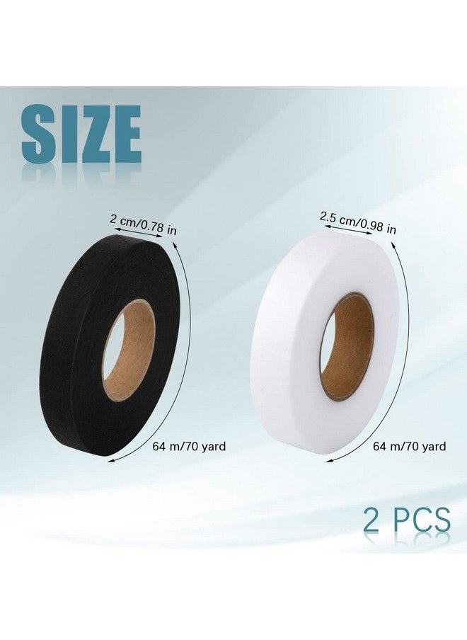 KINBOM - 2 Rolls 140 Yards Iron On Hem Tape No Sew Hemming Tape For Pants Widened Ironon Fabric Fusing Tape For Hemming Broken Curtains Clothes Jeans Skirt（Black 2Cm/0.8Inch White 2.5Cm/1 Inch） - Image 1