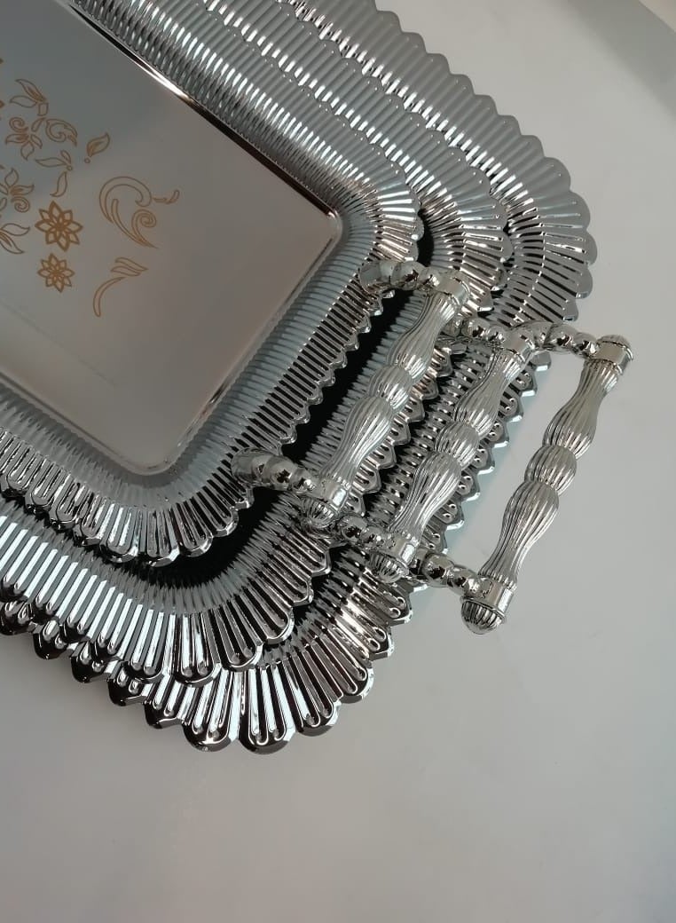 Electus 3-Piece Stainless Steel Rectangular Serving Tray Set Silver - Image 3