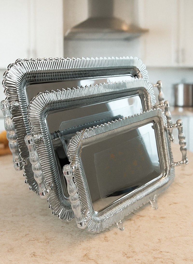 Electus 3-Piece Stainless Steel Rectangular Serving Tray Set Silver - Image 4