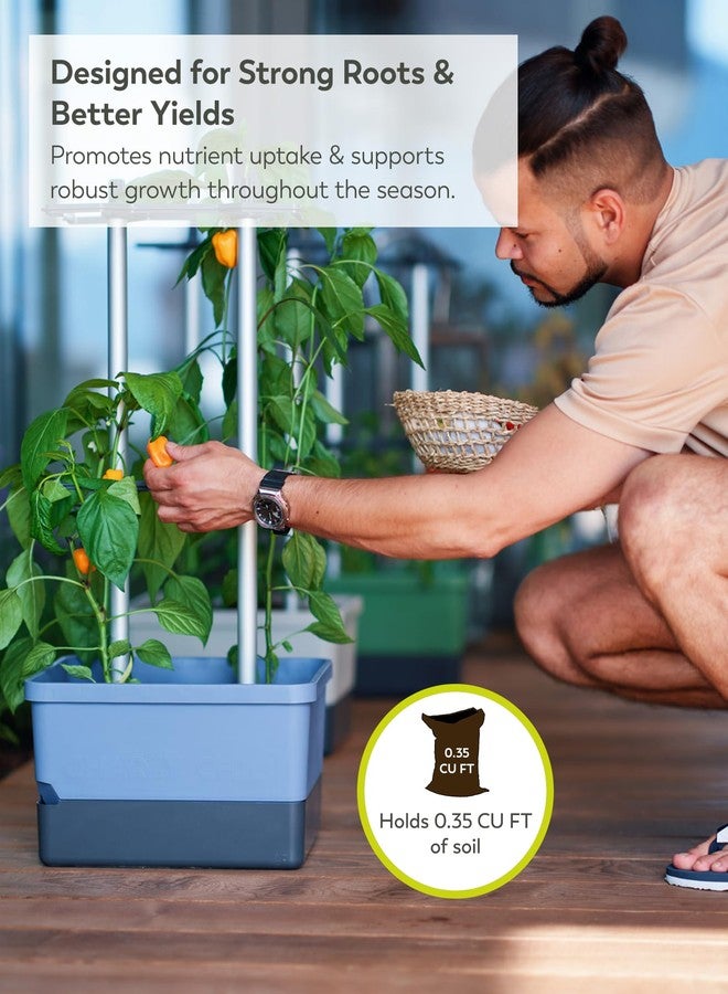 BUZZY Seeds Charly Chili Vertical Plant Tower - Self-Watering 1.2 Gal Reservoir, Durable Trellis, .35 Cubic ft Soil, Vertical Garden Planter for Chili, Bell Peppers & Eggplants - Blue - Image 5