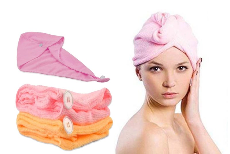 FEELBLUE Microfiber 300 GSM Hair Towel, Assorted Colour(Pack of 2 pc) - Image 1