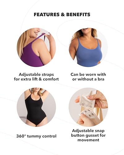 SHAPERMINT Bodysuits for Women - Body Shaper Tummy Control Bodysuit, Shapewear Bodysuits for Women, Scoop Neck Plus Size - Image 5