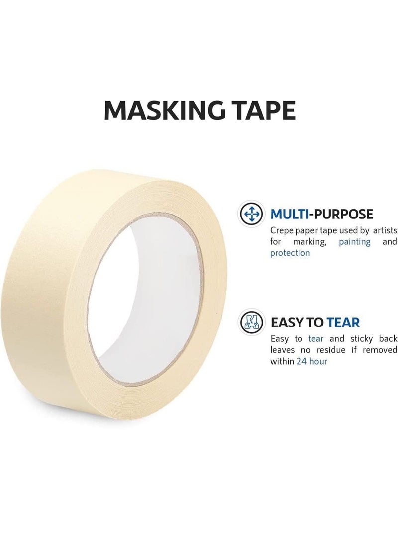 لياكم مجموعة من 3 لفات شريط لاصق ورقي (Masking Tape) بمقاس 2 بوصة × 20 ياردة | شريط لاصق قوي للطلاء، والديكور، والمشاريع المنزلية اليدوية، والمكاتب، واللوازم المدرسية، والفنون، والحرف اليدوية، وغيرها. - Image 4