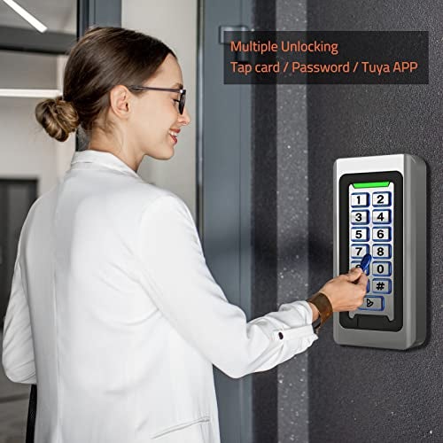 AMOCAM Wireless WiFi Access Control Keypad, Metal Stand-Alone Door Access Control System, EM Card Reader, Weatherproof, Backlight, TUYA Wireless Entry Security Access Controller for Garage, Office - Image 2