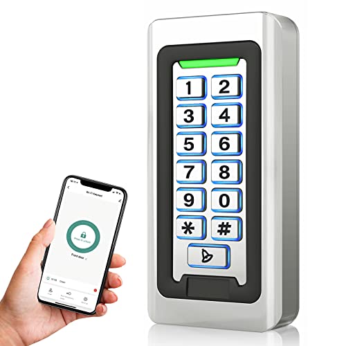 AMOCAM Wireless WiFi Access Control Keypad, Metal Stand-Alone Door Access Control System, EM Card Reader, Weatherproof, Backlight, TUYA Wireless Entry Security Access Controller for Garage, Office - Image 1