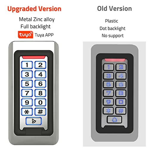 AMOCAM Wireless WiFi Access Control Keypad, Metal Stand-Alone Door Access Control System, EM Card Reader, Weatherproof, Backlight, TUYA Wireless Entry Security Access Controller for Garage, Office - Image 5