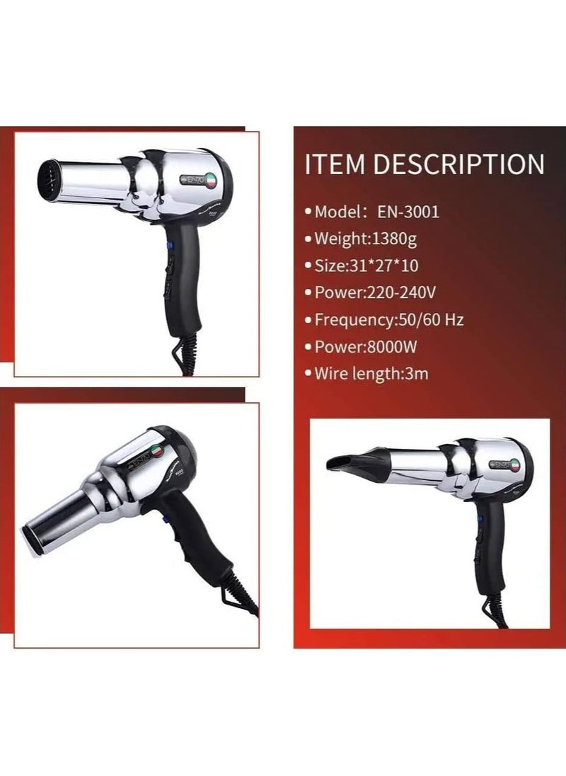 ENZO - Enzo EN-3001 Hair Dryer, 2 Speeds 8000W - Image 1