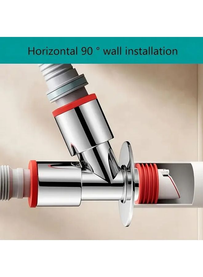 1pc Silvery Washing Machine Floor Drain Tee Connector Three Way Joint For Laundry And Sink Dual Drainage Easy To Install - Image 3