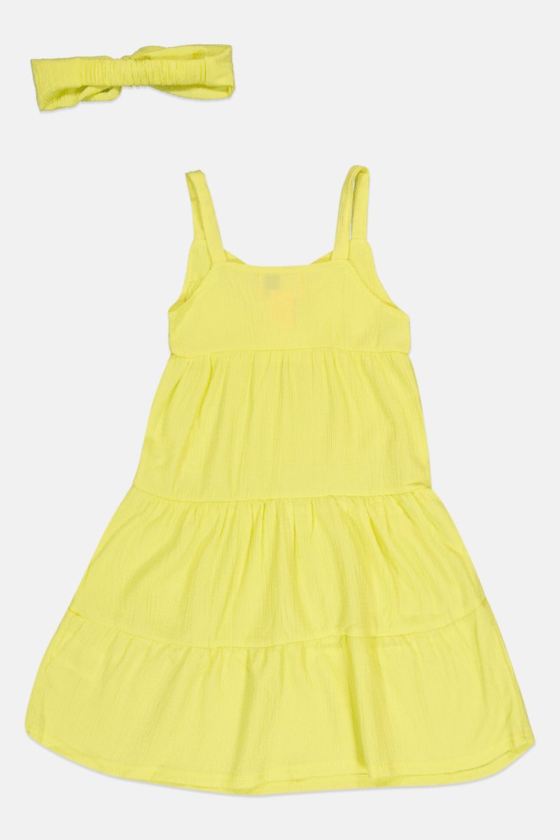 Freestyle Toddlers Girls 2 Piece Plain Sleeveless Dress, Lime Green  - Image 2