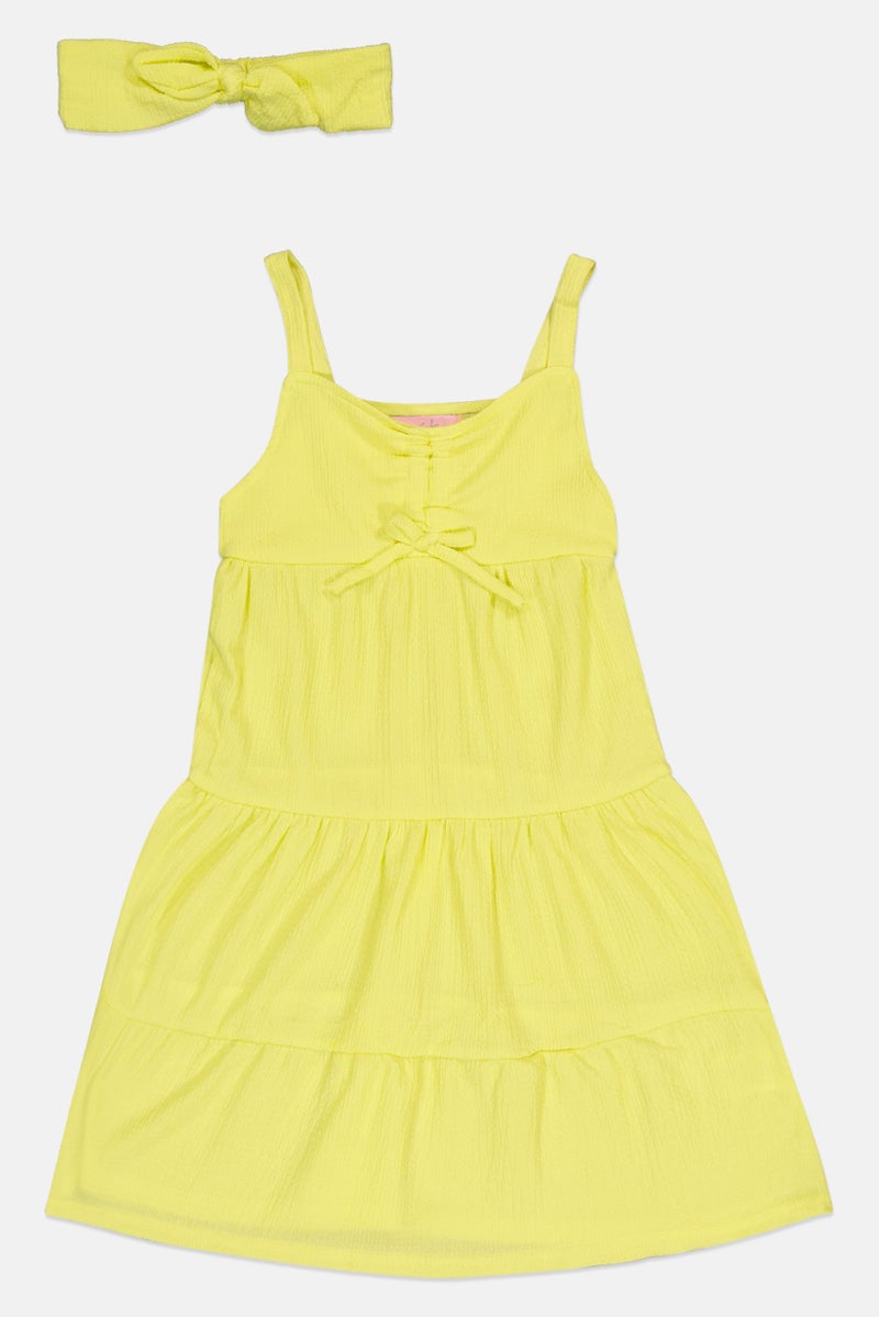 Freestyle Toddlers Girls 2 Piece Plain Sleeveless Dress, Lime Green  - Image 1
