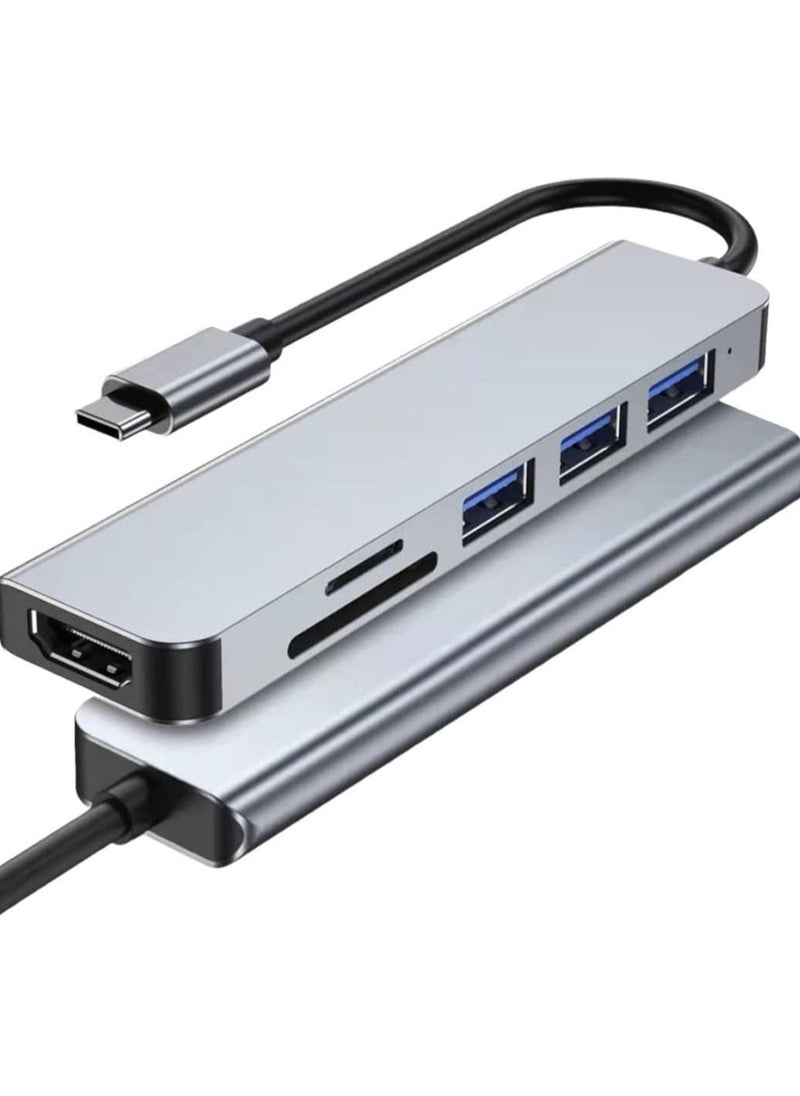 Generic USB-C Hub.USB C Docking Adapter. 6-In-1 USB To HDMI Multi-Port Adapter Compatible With USB C Laptops And Other Type C Devices (4K HDMI USB3.0 SD/TF Card Reader 100W PD, Titanium Empty Gray  - Image 3