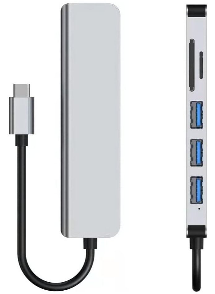 Generic USB-C Hub.USB C Docking Adapter. 6-In-1 USB To HDMI Multi-Port Adapter Compatible With USB C Laptops And Other Type C Devices (4K HDMI USB3.0 SD/TF Card Reader 100W PD, Titanium Empty Gray  - Image 1