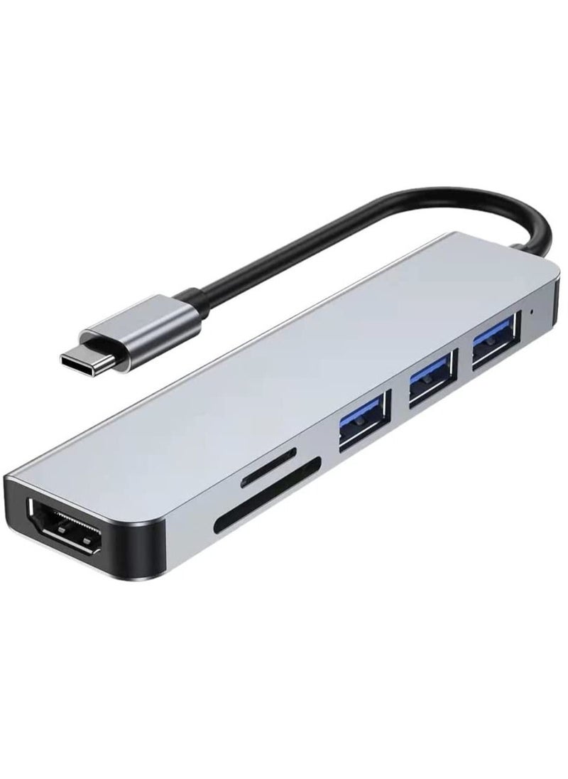 Generic USB-C Hub.USB C Docking Adapter. 6-In-1 USB To HDMI Multi-Port Adapter Compatible With USB C Laptops And Other Type C Devices (4K HDMI USB3.0 SD/TF Card Reader 100W PD, Titanium Empty Gray  - Image 2